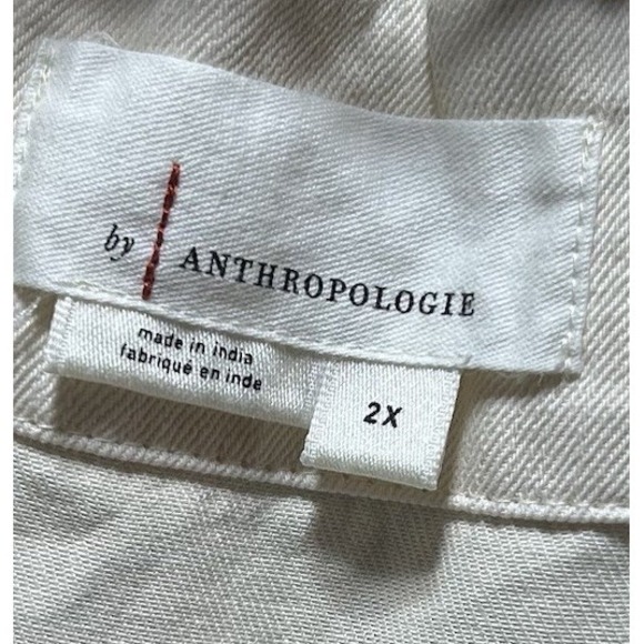Anthropologie 2X Somerset Mini Dress Ivory Smocked Waist V-Neck - Picture 5 of 5